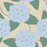 Vector Seamless Pattern of Blue Hydrangeas