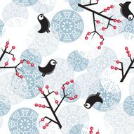 Seamless winter pattern with birds