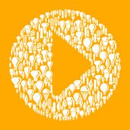 Play Button on Vector Lightbulb Pattern Background