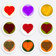 set of colorful heart plate pattern for design