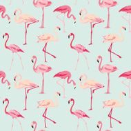 Flamingo Bird Background - Retro seamless pattern N3