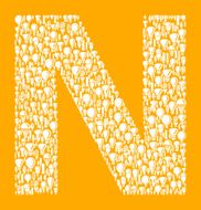 Letter N on Vector Lightbulb Pattern Background