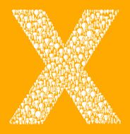 Letter X on Vector Lightbulb Pattern Background