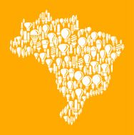 Brazil on Vector Lightbulb Pattern Background