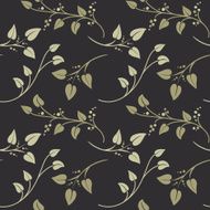 Pastel Green Vines Seamless Repeating Pattern on Brown Background