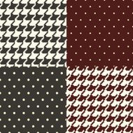 pata de gallo and polka dots seamless pattern