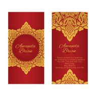 two greeting cards in east style on red background