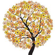 Tree with Branches and Fall Color Flowers of Multiple Blossoms