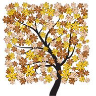 Tree with Branches and Fall Color Flowers of Multiple Blossoms N2