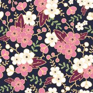 Night sakura garden seamless pattern