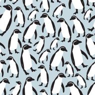 lot of penguins seamless pattern eps10