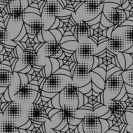 Seamless halloween pattern with spiderweb in halftones