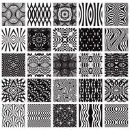 Set of 25 black and white geometric seamless patterns