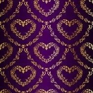 Gold-on-Purple seamless sari pattern with hearts