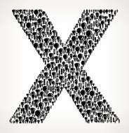 Letter X on Vector Lightbulb Pattern Background N2