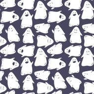 Seamless pattern with funny cute ghosts N2