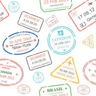 Seamless background pattern of a close packed assortment cachets and