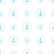 Marine watercolor seamless pattern of anchors Vector illustration Background