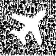 Airplane Taking Off on Vector Lightbulb Pattern Background
