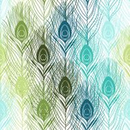 Seamless pattern with peacock feathers Hand-drawn vector background