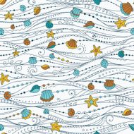 Pattern with waves and shells of the sea N2