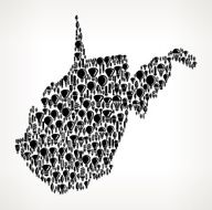 West Virginia State on Vector Lightbulb Pattern Background N2