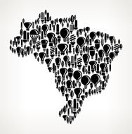 Brazil on Vector Lightbulb Pattern Background N2