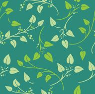 Green Random Repeating Pattern Of Simple Vines And Leaves