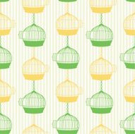 Cute Silhouette Birdcages Repeating Pattern
