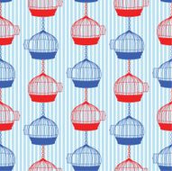 Cute Silhouette Birdcages Repeating Pattern N2