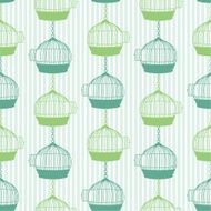 Cute Silhouette Birdcages Repeating Pattern N3