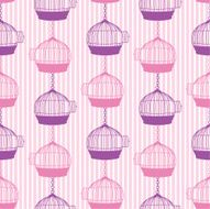 Cute Silhouette Birdcages Repeating Pattern N4