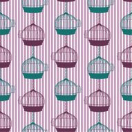 Cute Silhouette Birdcages Repeating Pattern N5