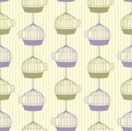 Cute Silhouette Birdcages Repeating Pattern N6