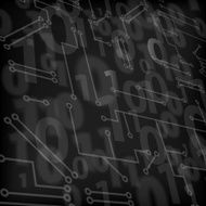 Background dark with binary numbers and electric circuit