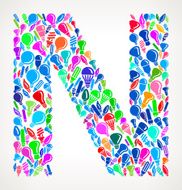 Letter N on Vector Lightbulb Pattern Background N2