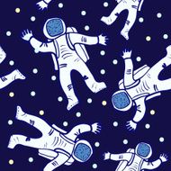 astronaut in open space vector seamless pattern