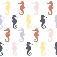 Colorful seahorses Seamless vector pattern N2