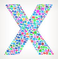 Letter X On House and Real Estate Icon Pattern N2
