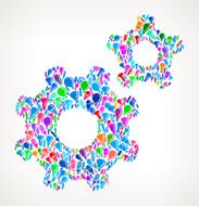 Two Gears on Vector Lightbulb Pattern Background