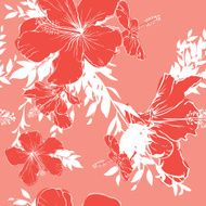 Hibiscus tropical flower - seamless pattern N2