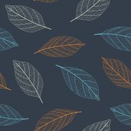 Seamless colorful leaves pattern on black background
