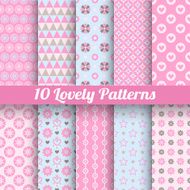 Lovely vector seamless patterns (tiling with swatch)