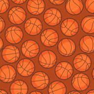 Sports seamless pattern with basketball icons in flat style N2