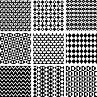 Set of 9 geometric seamless one color patterns