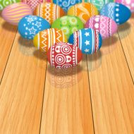 Easter background Eggs and boards