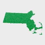Massachusetts State Map Green Hexagon Pattern