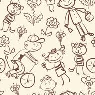 active kid&#039;s outdoor recreation monochrome seamless pattern N2
