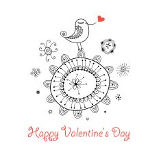 holiday card with flowers and birds in love N2