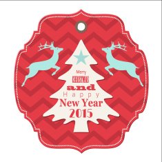 christmas and new year 2015 label with reindeer
